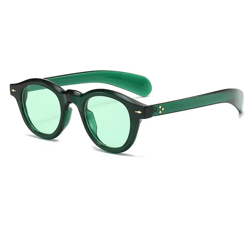 VAIGE Vintage Round Plastic Frame Sunglasses with UV400 Protection, Small Size, Simple Rivet Design, 55mm Lens Width, Casual Eyewear