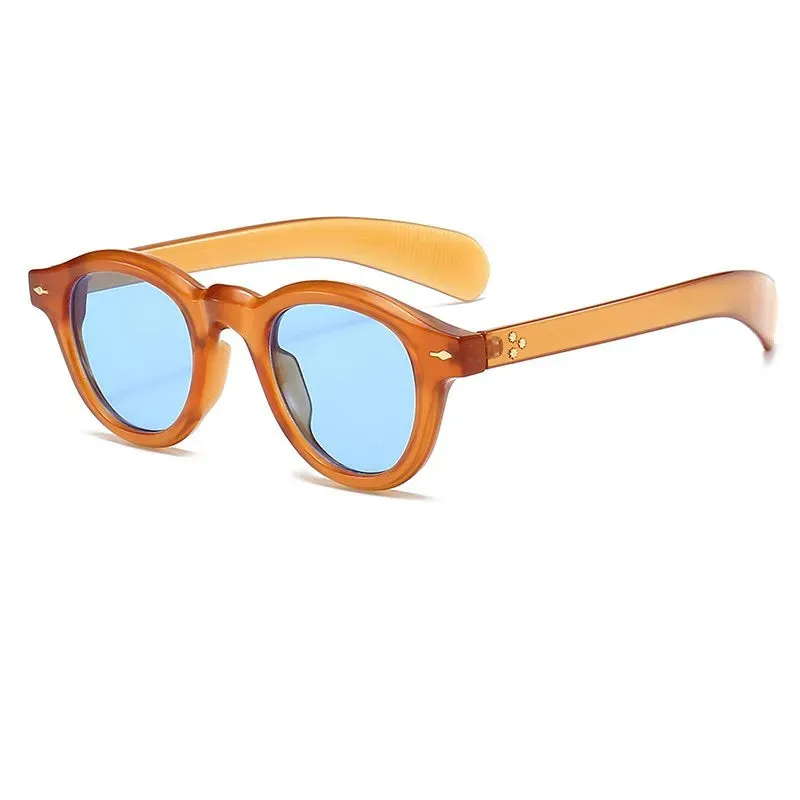 VAIGE Vintage Round Plastic Frame Sunglasses with UV400 Protection, Small Size, Simple Rivet Design, 55mm Lens Width, Casual Eyewear