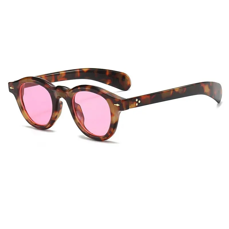 VAIGE Vintage Round Plastic Frame Sunglasses with UV400 Protection, Small Size, Simple Rivet Design, 55mm Lens Width, Casual Eyewear