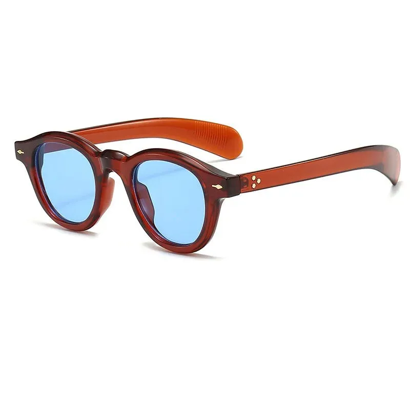 VAIGE Vintage Round Plastic Frame Sunglasses with UV400 Protection, Small Size, Simple Rivet Design, 55mm Lens Width, Casual Eyewear