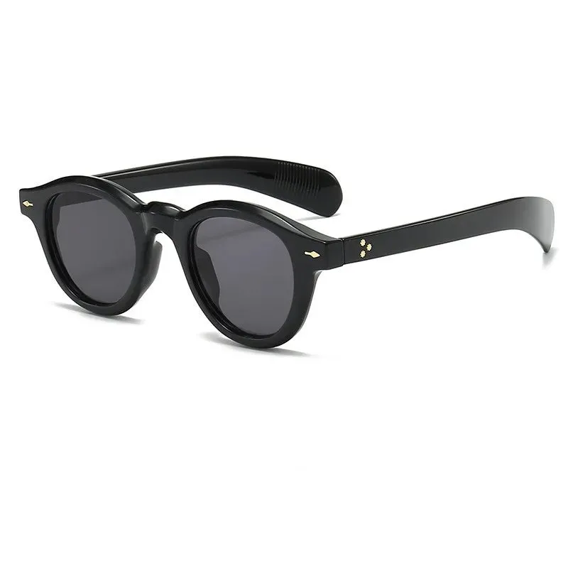 VAIGE Vintage Round Plastic Frame Sunglasses with UV400 Protection, Small Size, Simple Rivet Design, 55mm Lens Width, Casual Eyewear