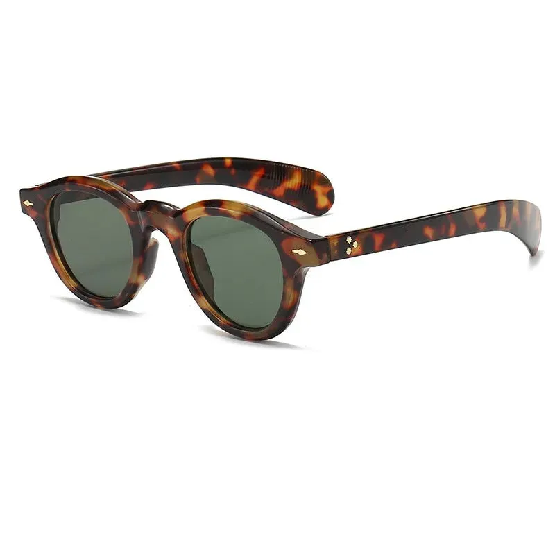 VAIGE Vintage Round Plastic Frame Sunglasses with UV400 Protection, Small Size, Simple Rivet Design, 55mm Lens Width, Casual Eyewear