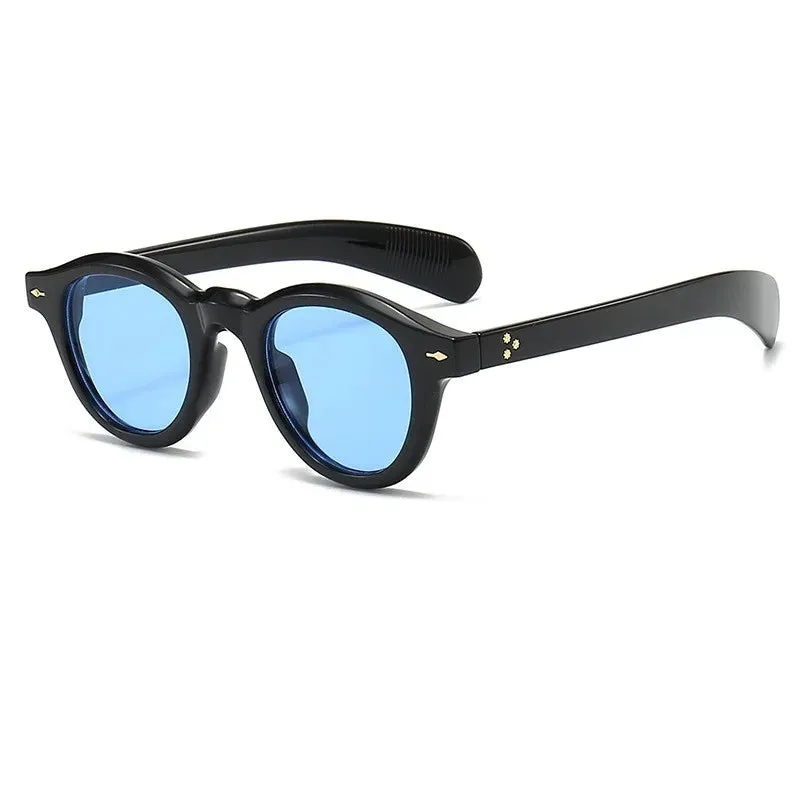 VAIGE Vintage Round Plastic Frame Sunglasses with UV400 Protection, Small Size, Simple Rivet Design, 55mm Lens Width, Casual Eyewear