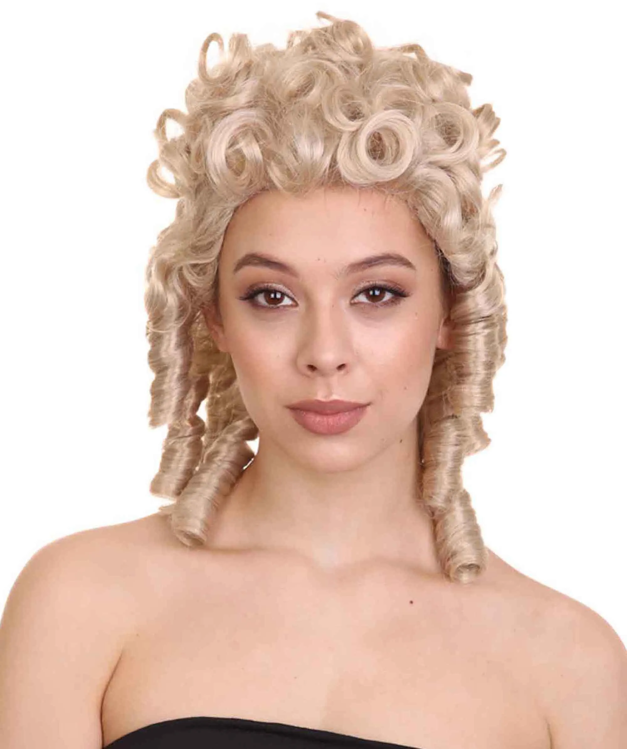 Women Colonial Historical Curly Wig | Light Brown Cosplay Wig | Premium Breathable Capless Cap