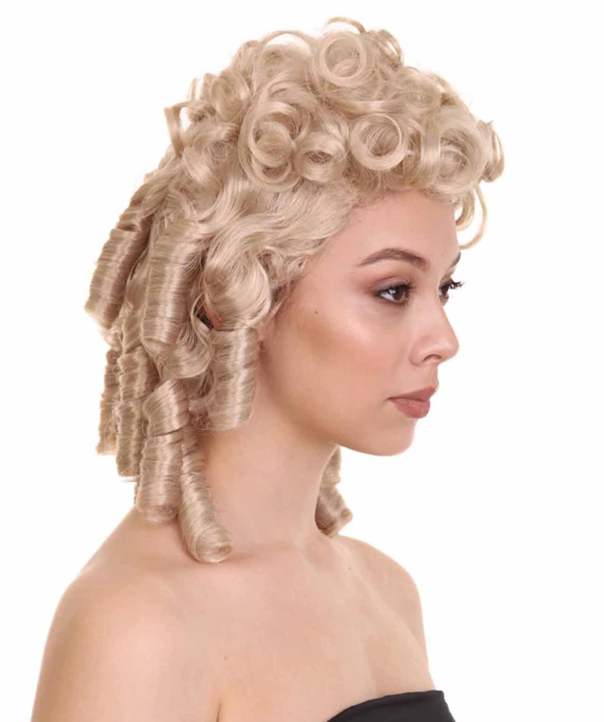 Women Colonial Historical Curly Wig | Light Brown Cosplay Wig | Premium Breathable Capless Cap