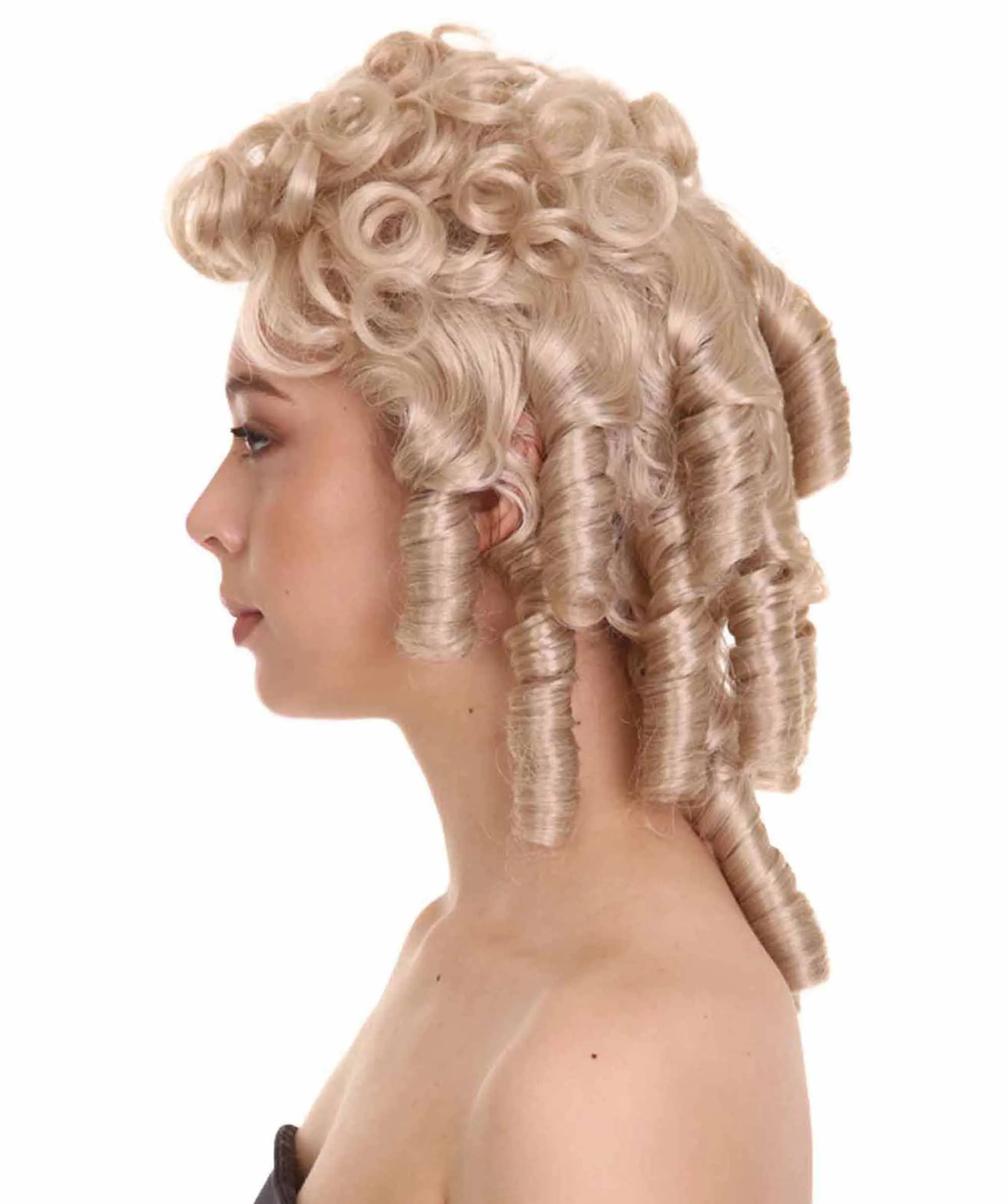 Women Colonial Historical Curly Wig | Light Brown Cosplay Wig | Premium Breathable Capless Cap