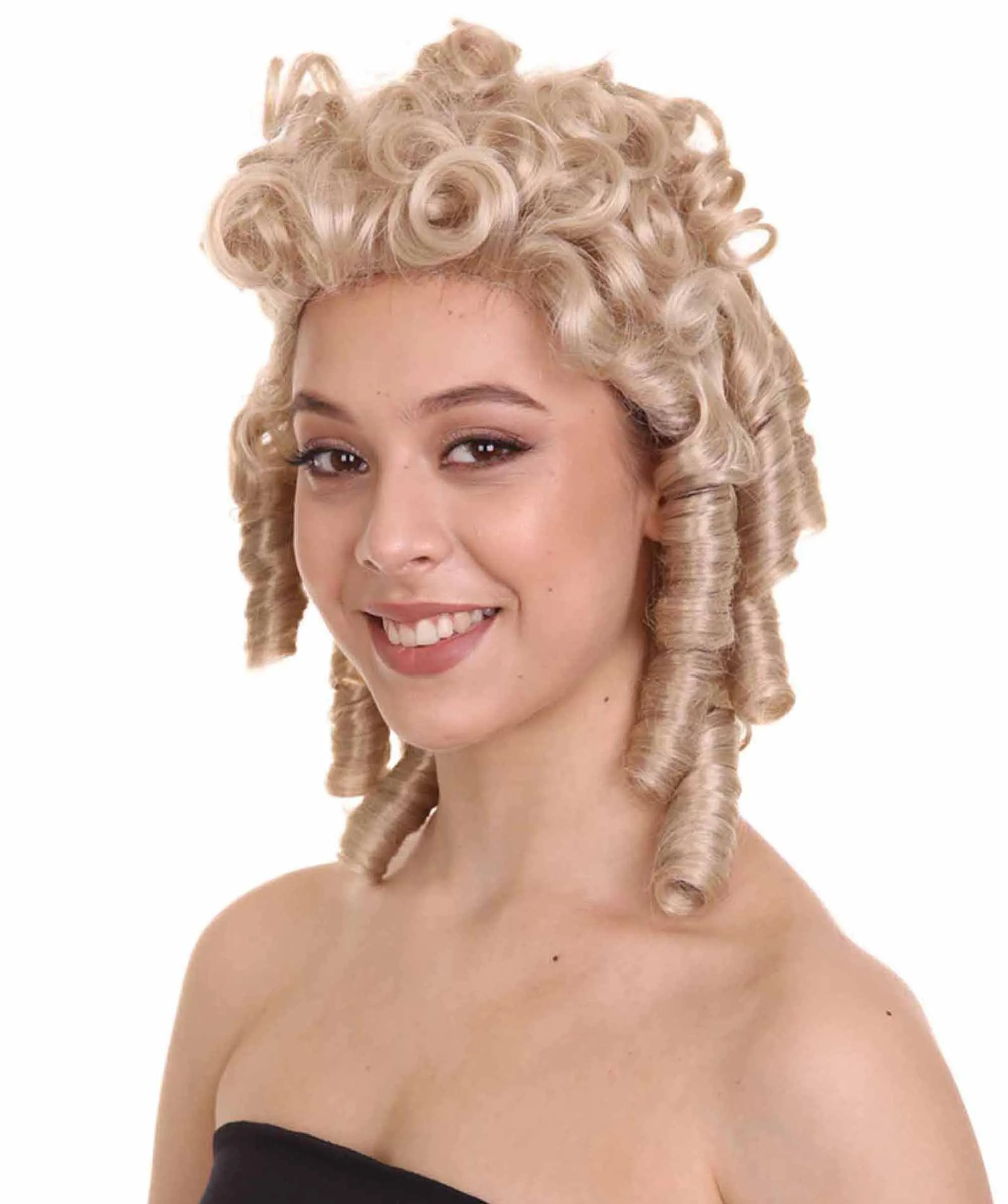 Women Colonial Historical Curly Wig | Light Brown Cosplay Wig | Premium Breathable Capless Cap