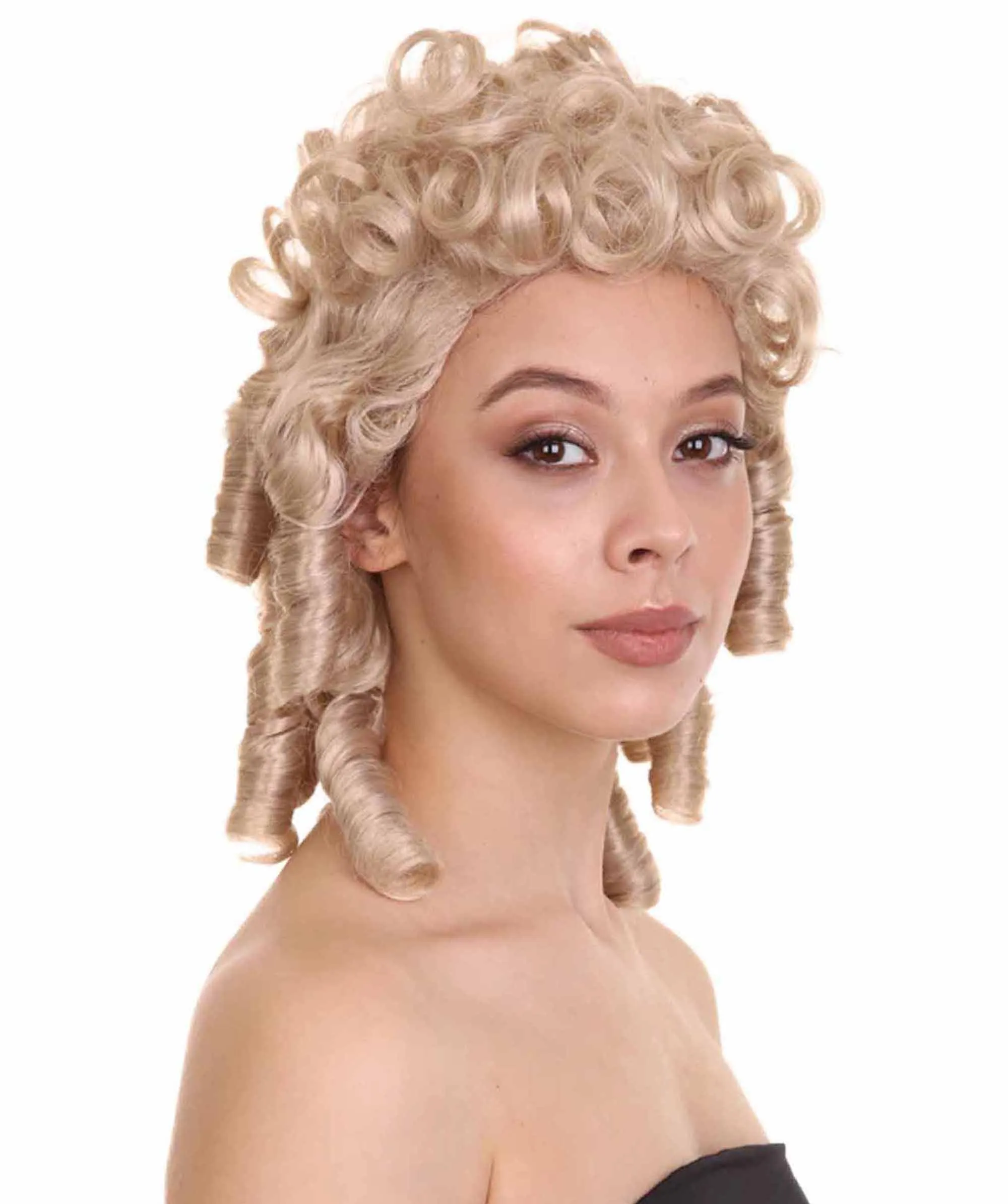 Women Colonial Historical Curly Wig | Light Brown Cosplay Wig | Premium Breathable Capless Cap