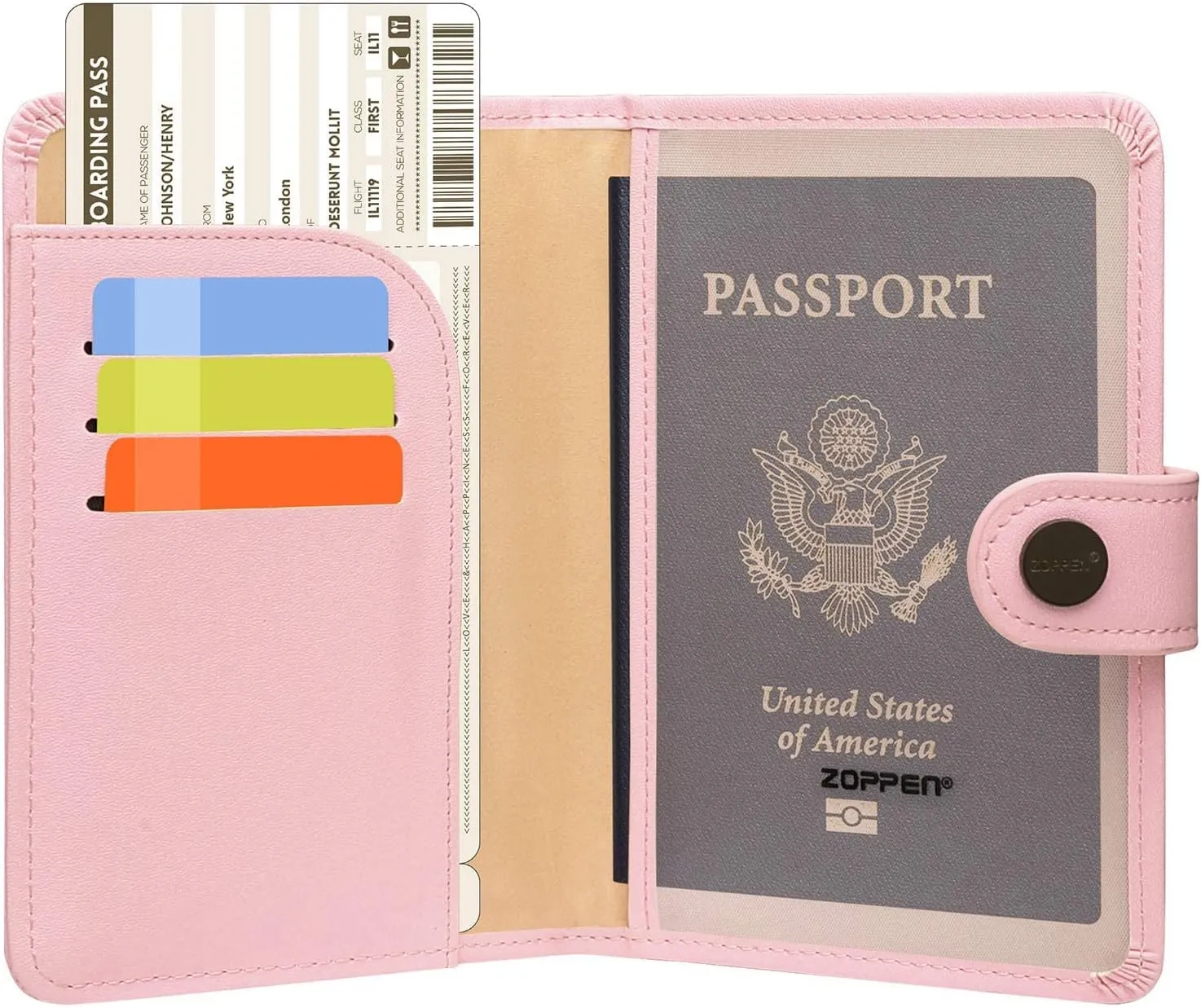 ZOPPEN Passport Holder Women, Passport Cover Travel Wallet Rfid Blocking Passport Wallet Cover Case Travel Essentials Document Organizer, Pink