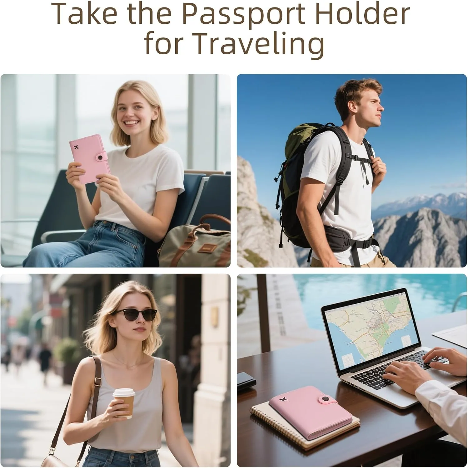 ZOPPEN Passport Holder Women, Passport Cover Travel Wallet Rfid Blocking Passport Wallet Cover Case Travel Essentials Document Organizer, Pink